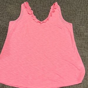 Lilly Pulitzer pink ruffle tank top. Size large.
